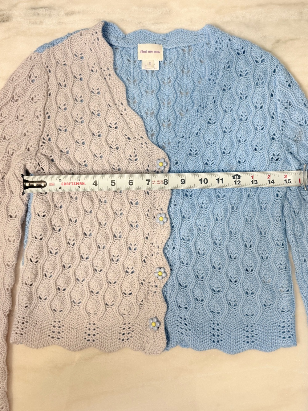 Anthropologie Find Me Now Lumi Wool Blend Colorblock Cardigan Blue Pink Size S - Picture 4 of 13